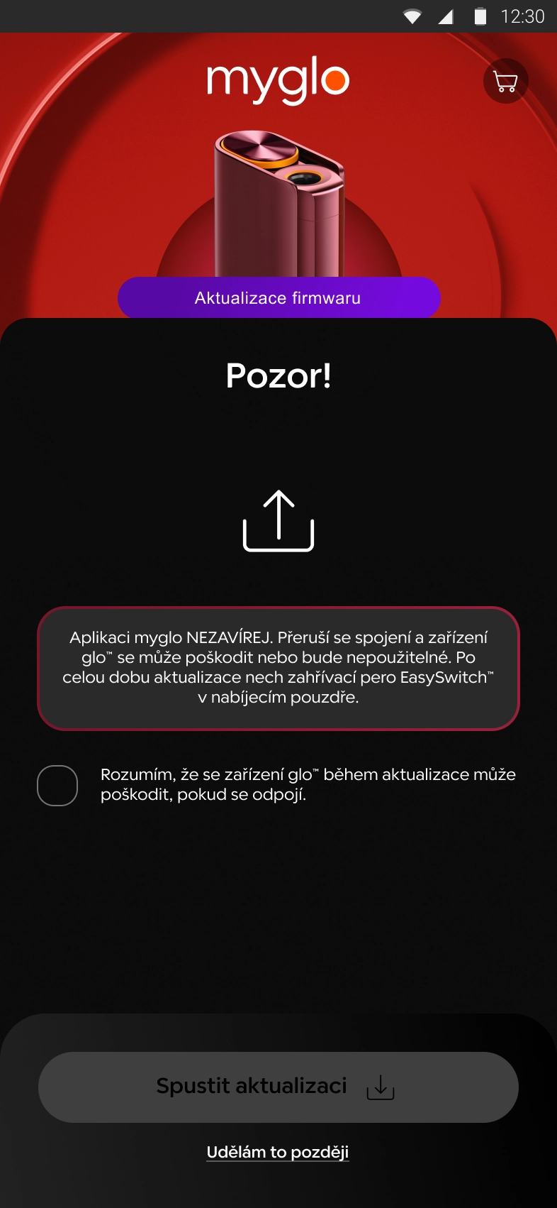 Snímek obrazovky aplikace myglo – krok 3